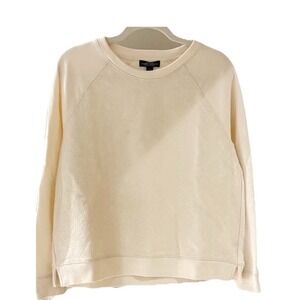 LRL Lauren Jeans Co Cream Crew Neck Sweatshirt Womens M Lace Front Early 2000s